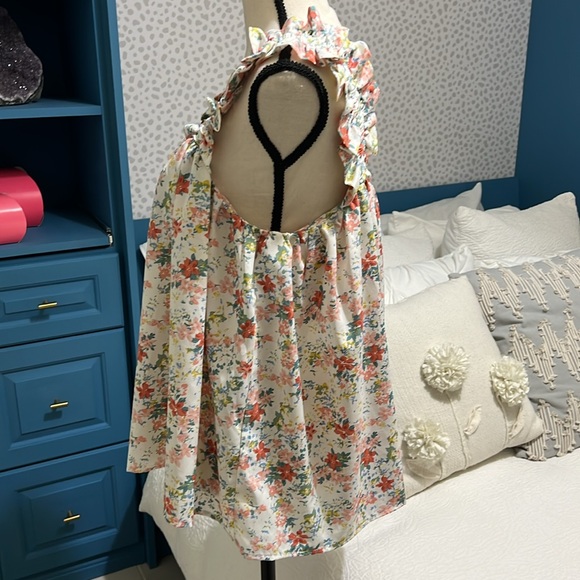 Entro floral ruffle strap babydoll tank - Picture 4 of 6